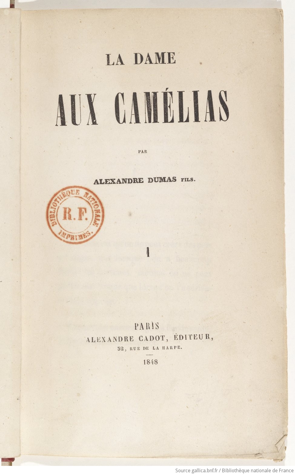 La Dame Aux Camelias Par Alexandre Dumas Fils Gallica