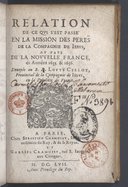 Relation de ce qui s'est passé en la mission des Pères de la Compagnie de Jésus J. de Quens. 1657