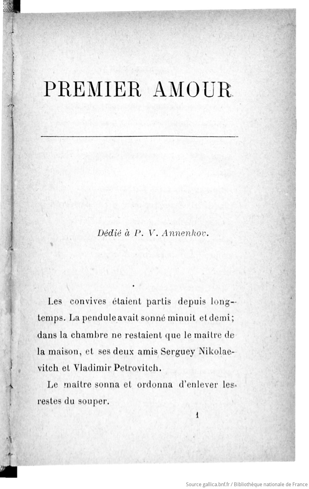 Premier Amour Ivan Tourgueneff Traduit Du Russe Par E Halperine Kaminsky Gallica