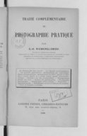 Traité complémentaire de photographie pratique  G.-H. Niewenglowski. 1906
