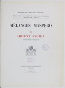 Mélanges Maspero. I, Orient ancien, quatrième fascicule  1934-1961
