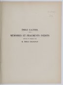 Mémoire et fragments inédits <br> E. Galtier. 1912