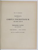 Matériaux pour un Corpus inscriptionum arabicarum. 3e partie, Asie Mineure  M. Van Berchem, H. Edhem. 1917