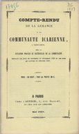 Compte-rendu de la gerance a la communaute icarienne, a Saint-Louis, sur la situation moraleJ. P. Béluze. 1857