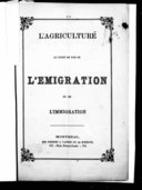 L'agriculture au point de vue de l'émigration  E.-A. Barnard. 1872