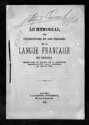 Le mémorial des vicissitudes et des progrès de la langue française en Canada  M. Bibaud. 1879