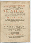 Mémoires historiques présentés au souverain Pontife Benoit XIV, sur les missions des Indes orientales... par le R.P. Norbert, capucin de Lorraine. Pierre.Parisot. 1744