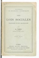 Notice Bibliographique Les Lois Sociales : Esquisse D'une Sociologie ...