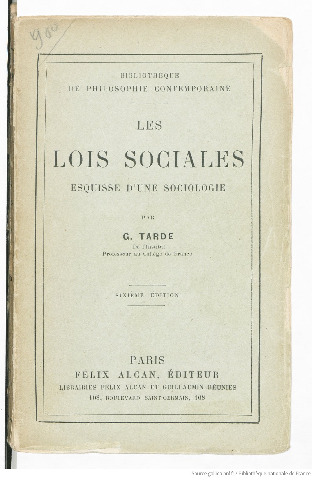 Notice Bibliographique Les Lois Sociales : Esquisse D'une Sociologie ...