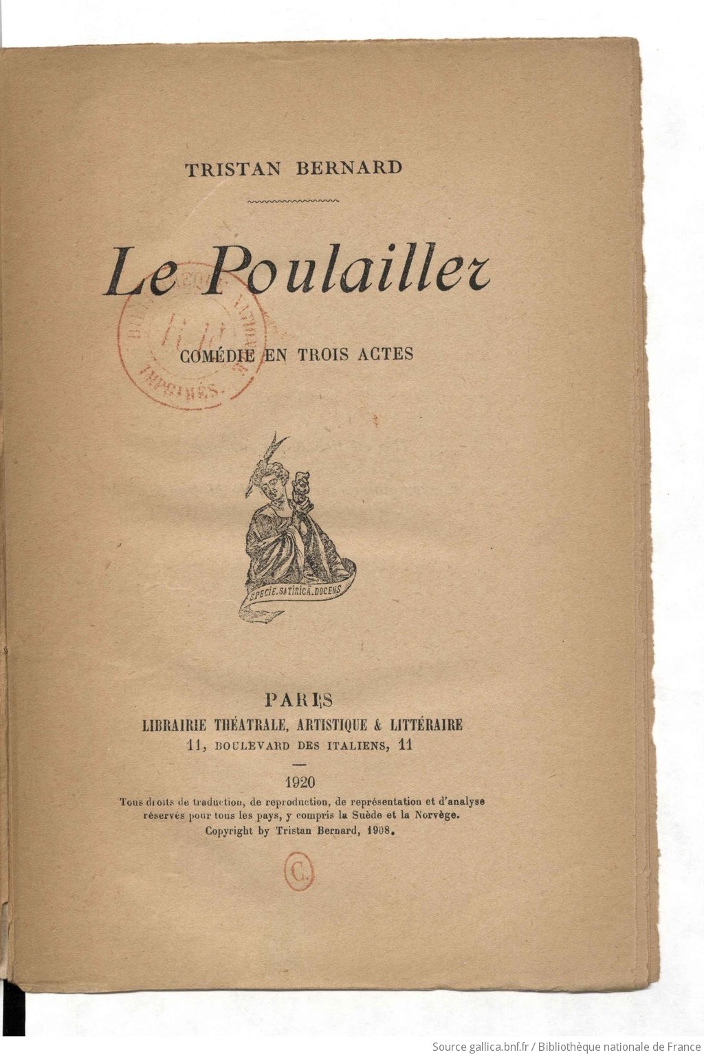 Le Poulailler Comédie En Trois Actes Tristan Bernard Gallica