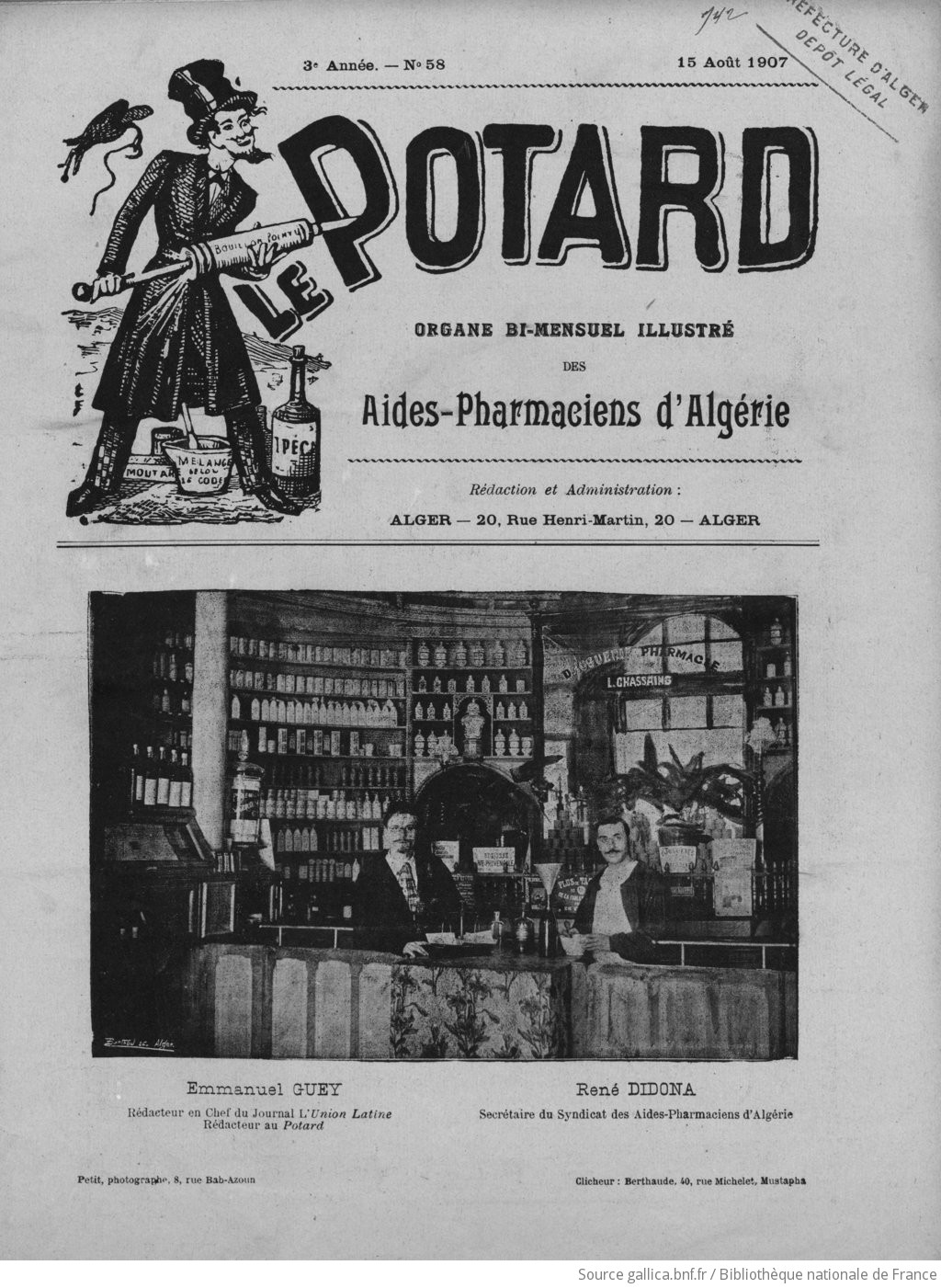 Le Potard : organe indépendant des aides-pharmaciens | 1907-08-15 | Gallica