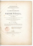 La reconnaissance de Sacountala. Drame sanscrit et pracrit de Calidasa1830