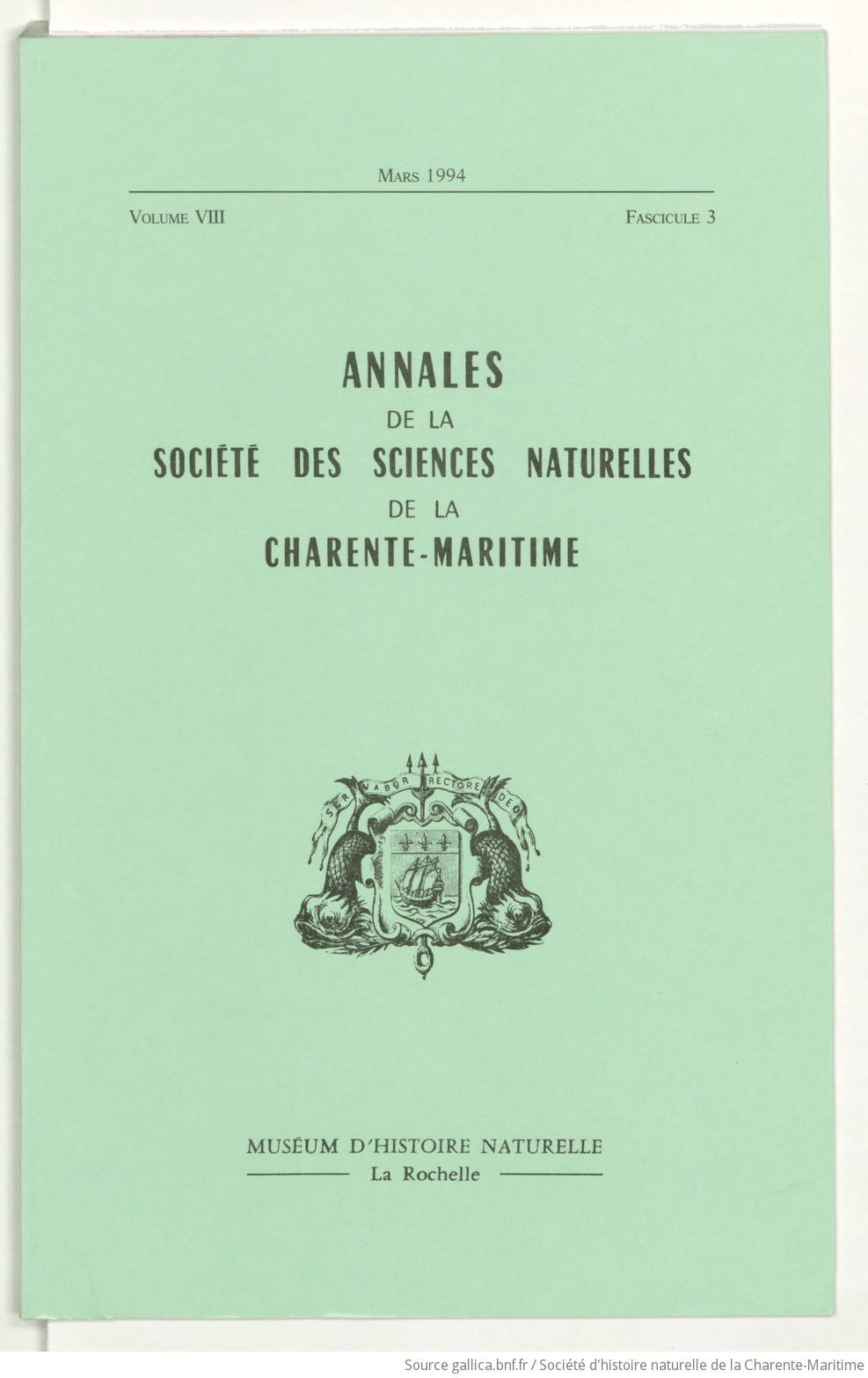 Annales de la Société des sciences naturelles de la Charente-Maritime