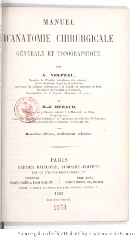 Manuel D'anatomie Chirurgicale Générale Et Topographique (2e édition ...