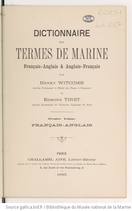 Dictionnaire Des Termes De Marine : Français-Anglais & Anglais