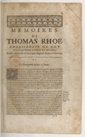 Mémoire de Thomas Rhoe, ambassadeur du roy d'Angleterre auprès du Mogol, pour les affaires de la Compagnie angloise des Indes-OrientalesT. Roe. 1696