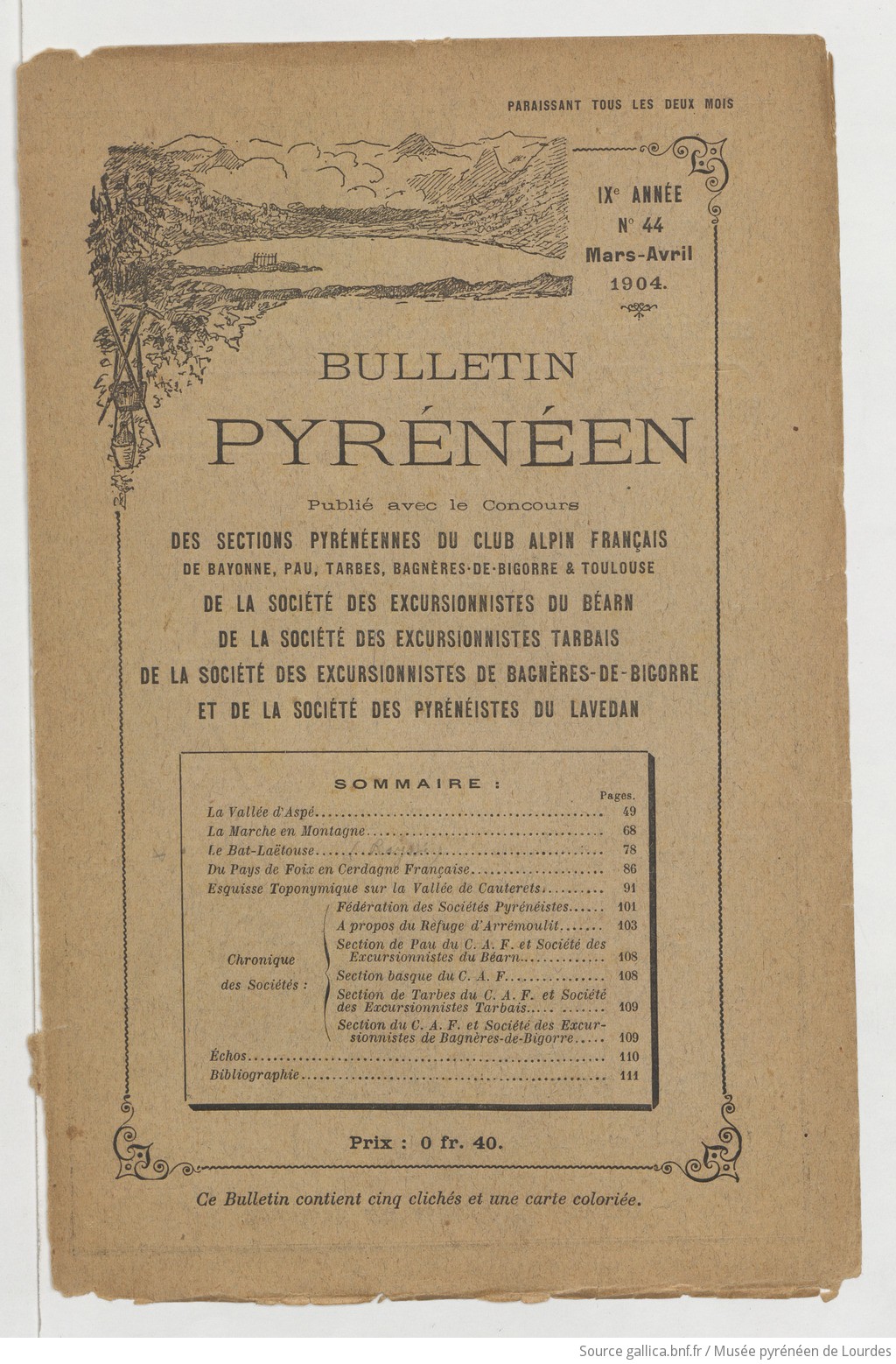 Bulletin Pyreneen Publie Avec Le Concours De La Section De Pau Du Club Alpin Francais Caf Et De La Societe Des Excursionnistes Du Bearn Seb 1904 03 Gallica