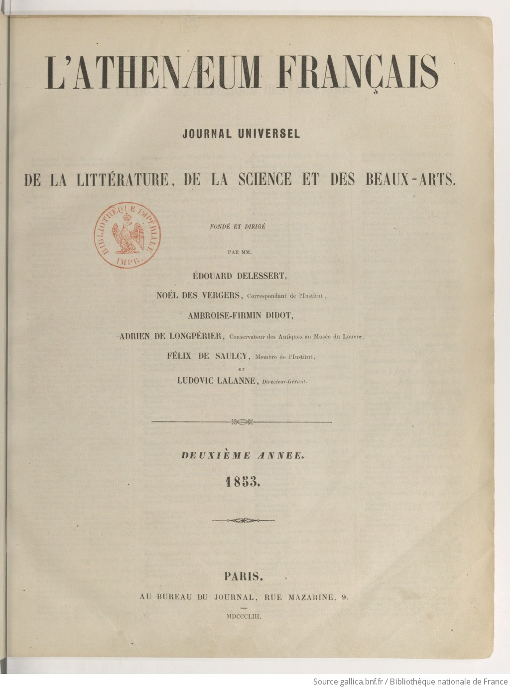 L'Athenaeum français : journal universel de la littérature, de la science et des beaux-arts