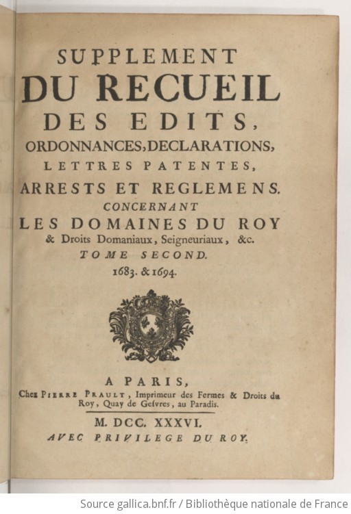 Supplément Au Recueil Des édits, Ordonnances, Déclarations, Lettres ...