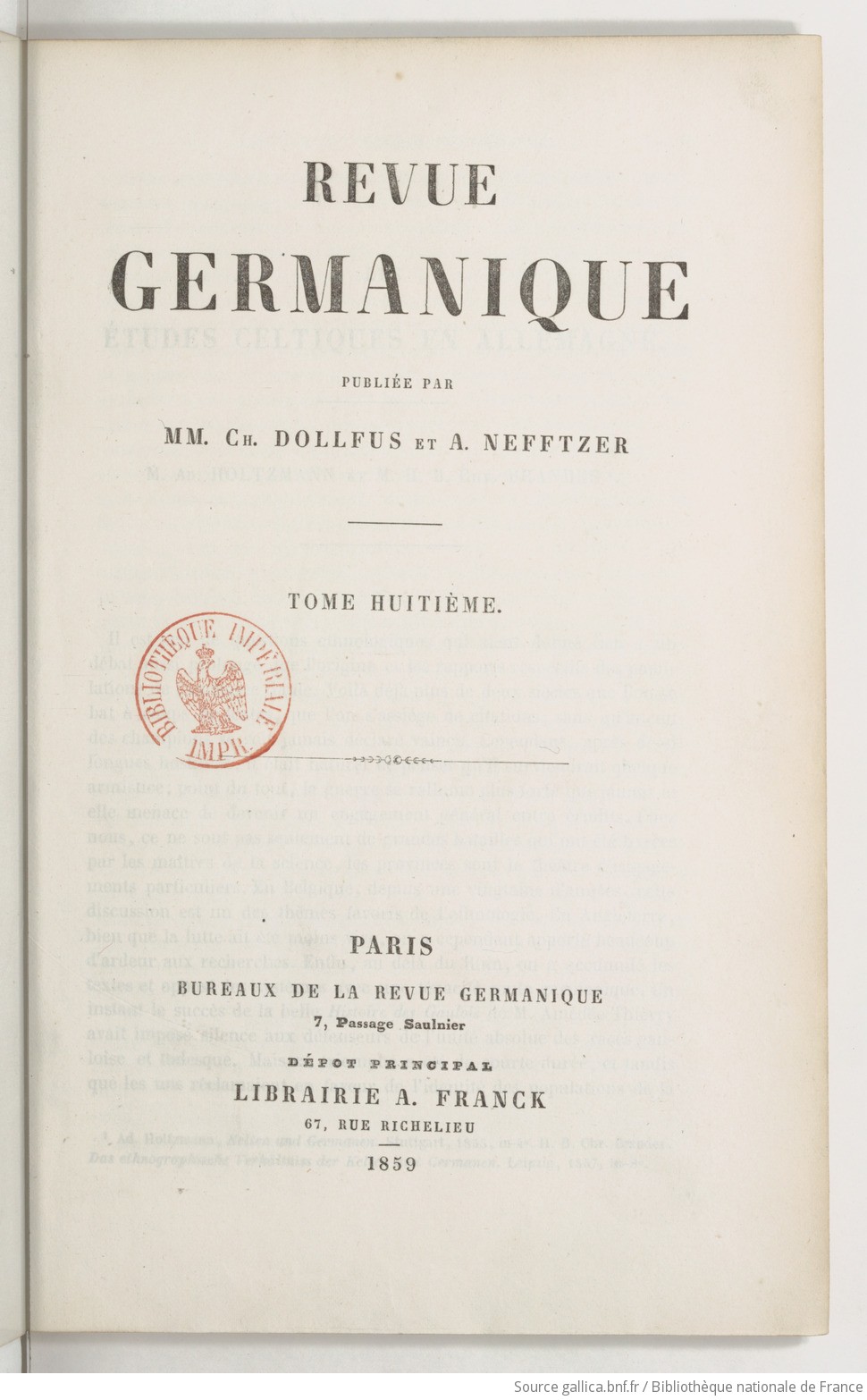Revue germanique / publiée par MM. Ch. Dollfus et A. Nefftzer