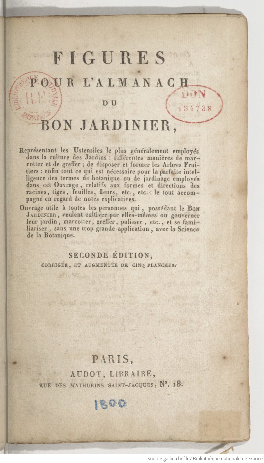 FIGURES POUR L'ALMANACH DU BON JARDINIER, by (AUDOT, Louis E