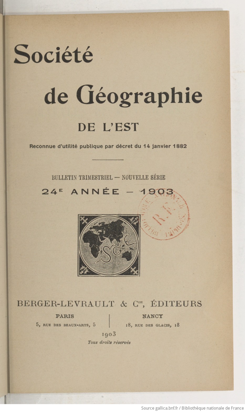 Bulletin de la Société de géographie de l'Est