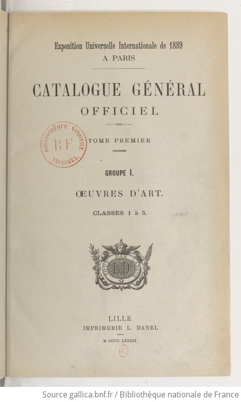 Catalogue général officiel de l'exposition universelle de 1889