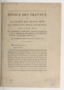Notice des travaux de la classe des beaux-arts de l'Institut impérial de France  1812-1815