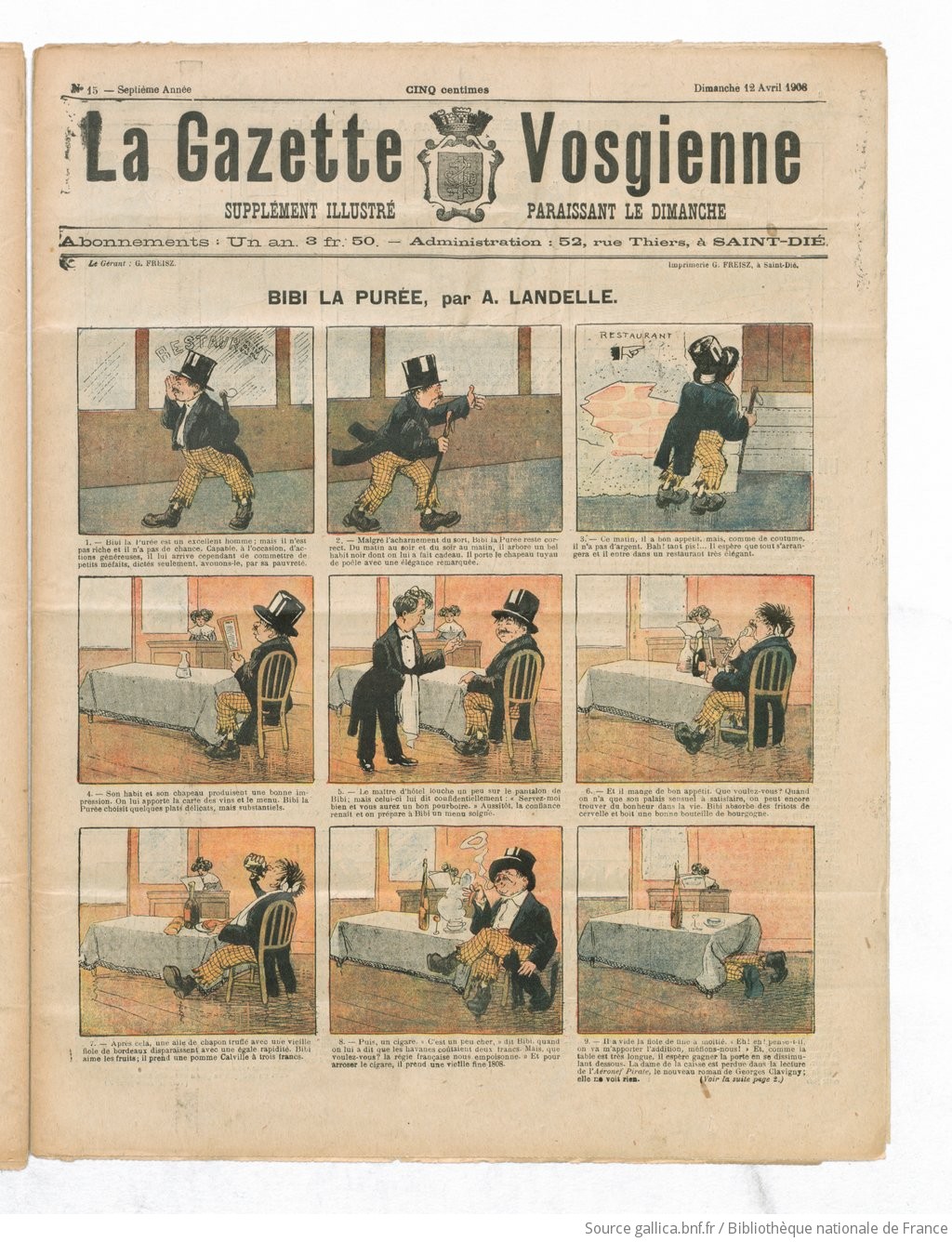 La Gazette vosgienne. Supplément illustré paraissant le dimanche |  1908-04-12 | Gallica