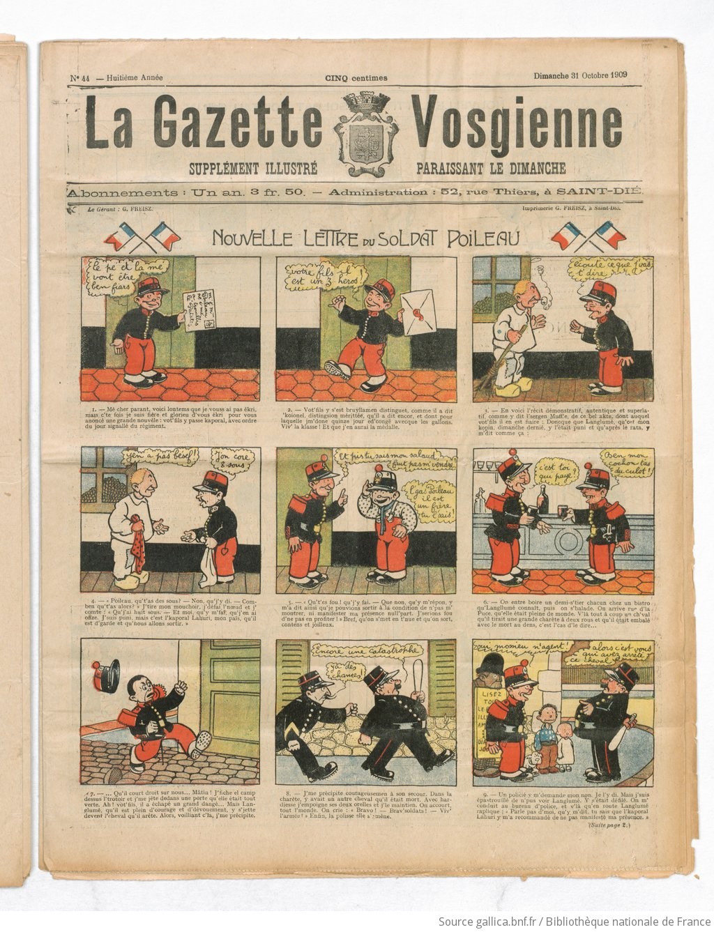 La Gazette Vosgienne Supplement Illustre Paraissant Le Dimanche 1909 10 31 Gallica