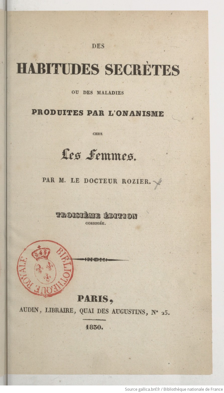 1813 lettres sur les dangers de l'onanisme paris