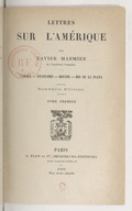 Lettres sur l'Amérique  X. Marmier. 1881 