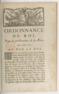 Ordonnance... pour la publication de la paix  1763