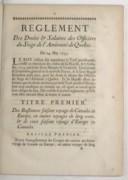 Reglement des droits & salaires des officiers du siege de l'amirauté de Québec 1735