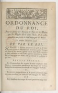 Ordonnance du roi, pour le service des troupes de terre & de marine que sa majesté envoie dans l'Inde  1756