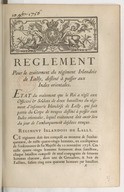 Réglement pour le traitement du régiment irlandois de Lally, destiné à passer aux Indes orientales  Louis XV. 1756
