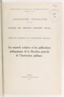 Les Manuels scolaires et les publications pédagogiques de la Direction générale de l'instruction publique   1931