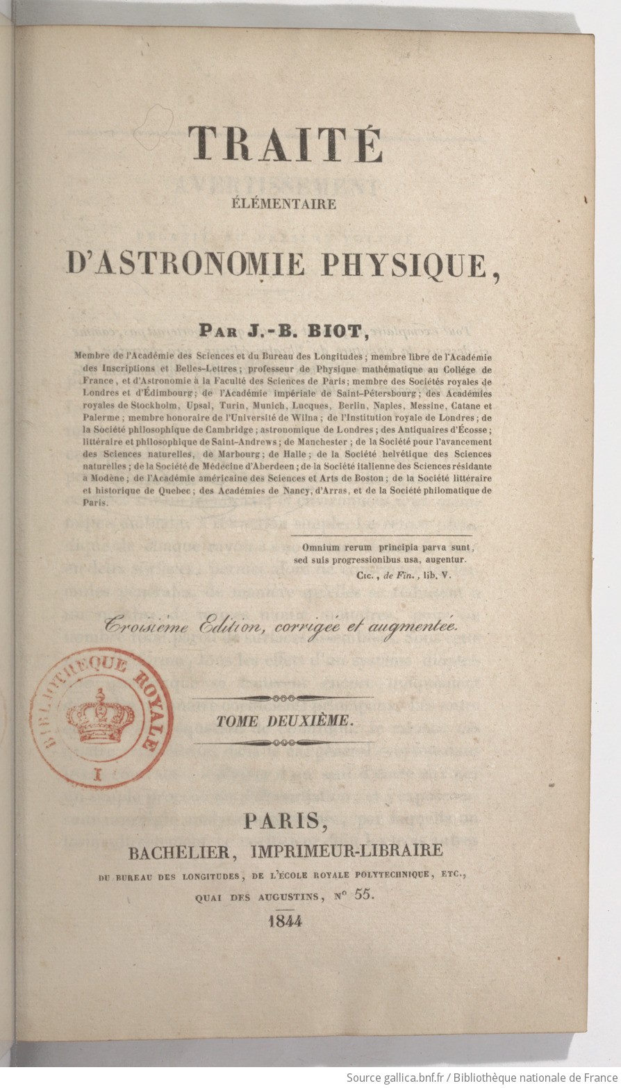 Traité élémentaire d'astronomie physique. Tome 2 / par J.-B. Biot,...