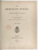 Le Bhâgavata Purâna, ou Histoire poétique de Krĭchna E. Burnouf. 1840-1847