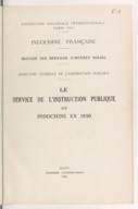 Le service de l'Instruction publique en Indochine en 1930  1930