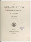 Le Bhâgavata Purâna ou Histoire poétique de Krĭchna  E. Burnouf. 1898
