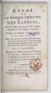  Essai sur la première formation des langues ; suivi des Recherches sur la langue et la philosophie des Indiens. A. Smith & F. Schlegel. 1809