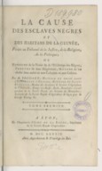 La cause des esclaves nègres  B.-S. Frossard. 1789