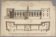 Plan, coupe et élévation d'une partie du fort de Chambly, au fond de la cour 1710