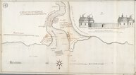 Carte du confluent des rivières de Katarakoui et de Chouekatfy où se trouve le fort de la Présentation  J. Taffanel de la Jonquière. 1751