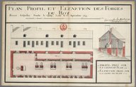 Plan, profil et elevation des Forges du Roy située a Quebec (...) levé le 30 septembre 1749