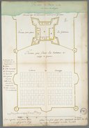 Plan d'un fort pour etre construit au bord du Lac des deux montagnes à la côte du Nord 1722