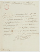 Lettre de Maurepas à Gros de Boze, l'informant des devises choisies pour les jetons de la marine parmi ses propositions (Versailles, 25 octobre 1736 ).