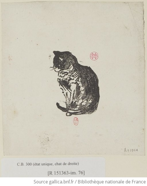 Deux Chats Estampe Epr Avec Un Seul Chat Hg H Guerard Gallica