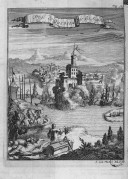 Illustrations de Nouveau voyage d'un pais. Prise de Québec par les Anglais  L. Van Vian. 1698